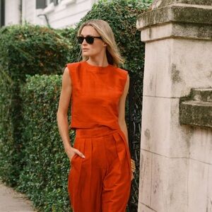 Julia Amory Slim Top Dupioni - Rust